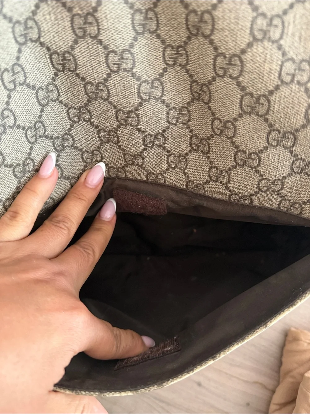 Designer-Style Beige Monogram Messenger Bag